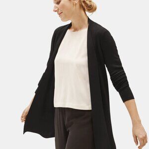 NWT Eileen Fisher Black Ultrafine Merino Wool Long Cardigan